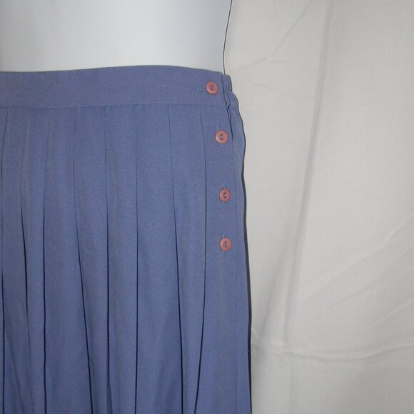 Vintage Purple Sz 16 Casual or Dress Pleated Side Button Midi Skirt LIZ BAKER - Picture 2 of 3